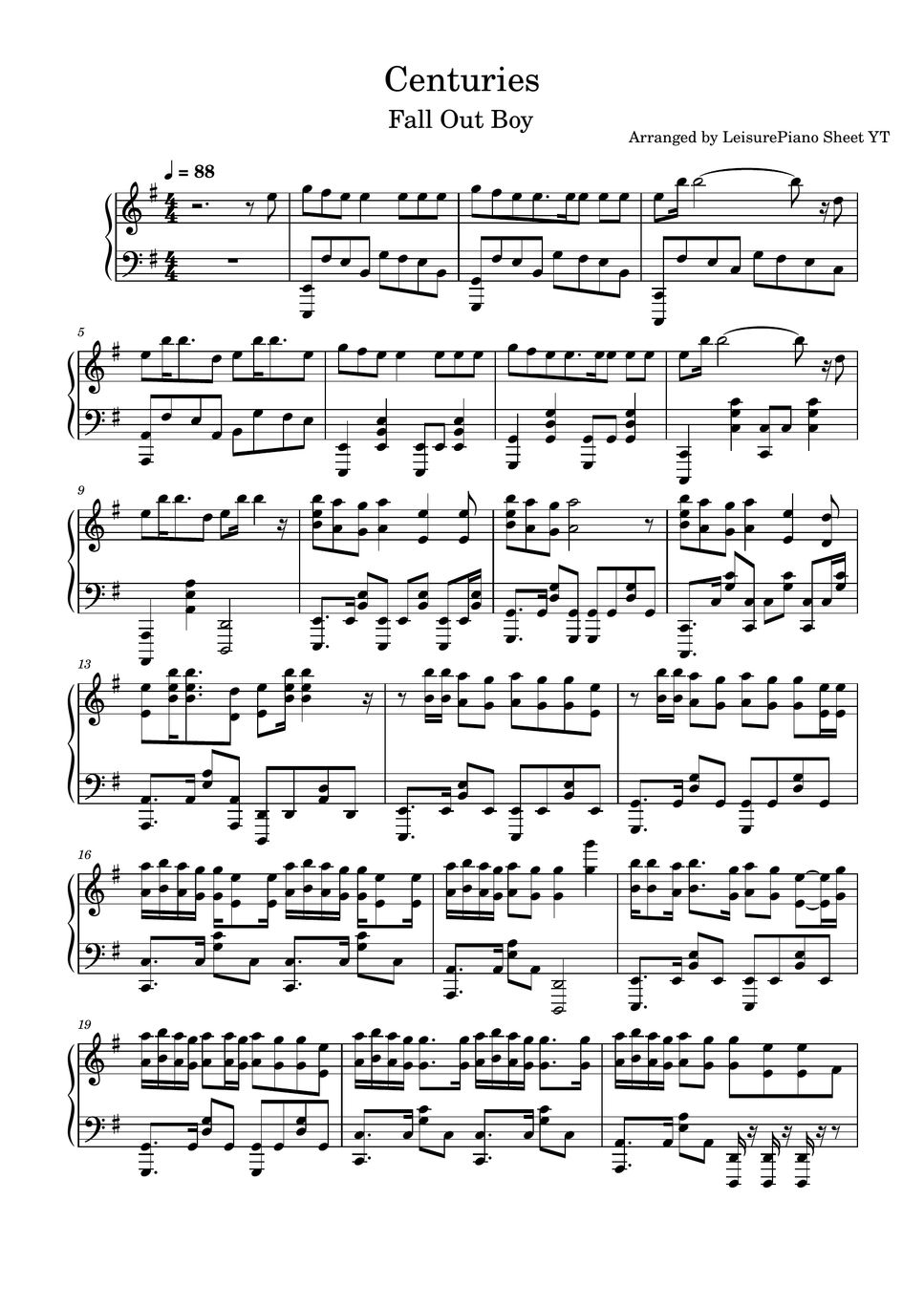 Fall out boy centuries blad by leisure piano sheets yt