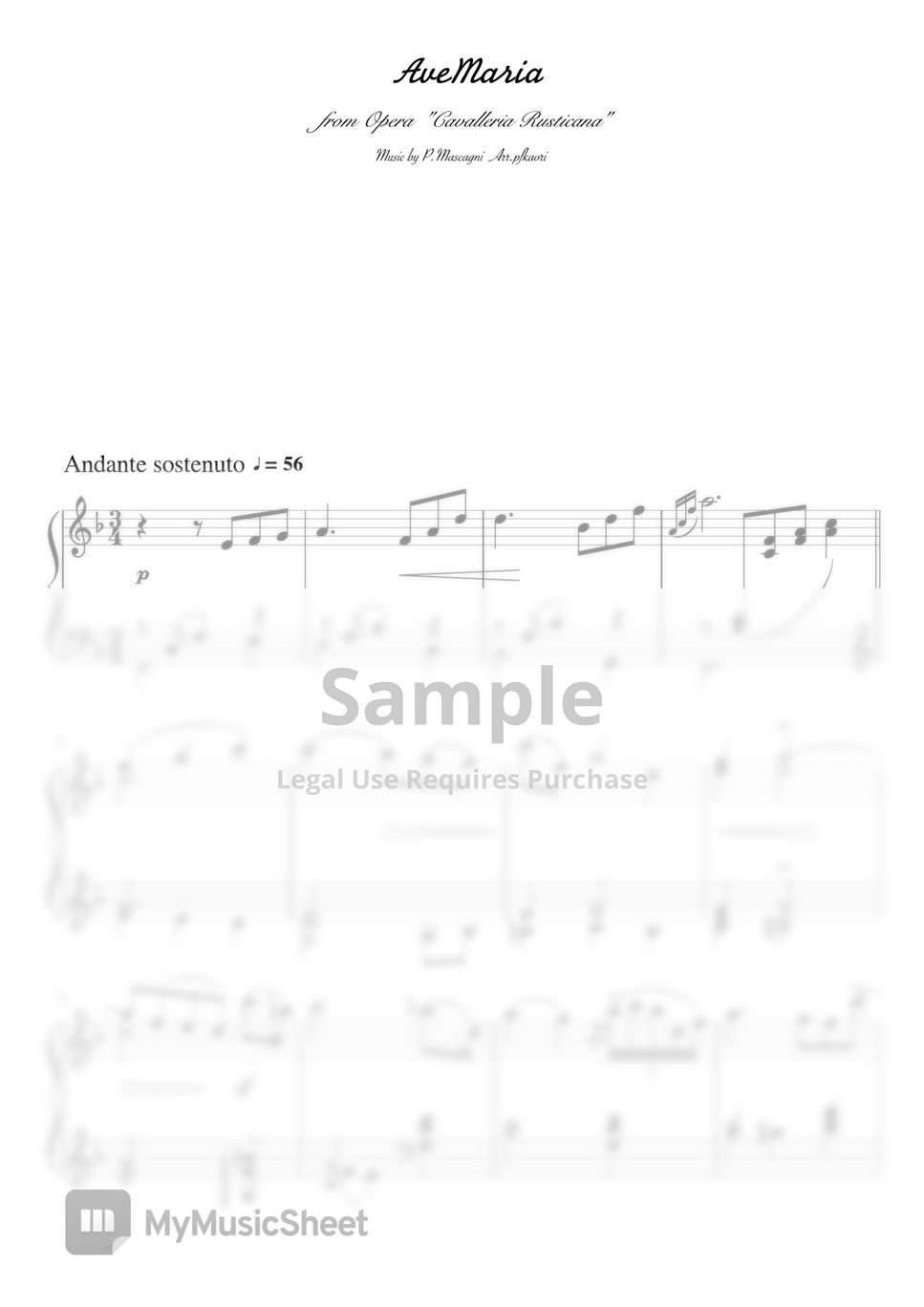 P.Mascagni - Ave Maria (F・pianosolo  beginner - intermediate) by pfkaori