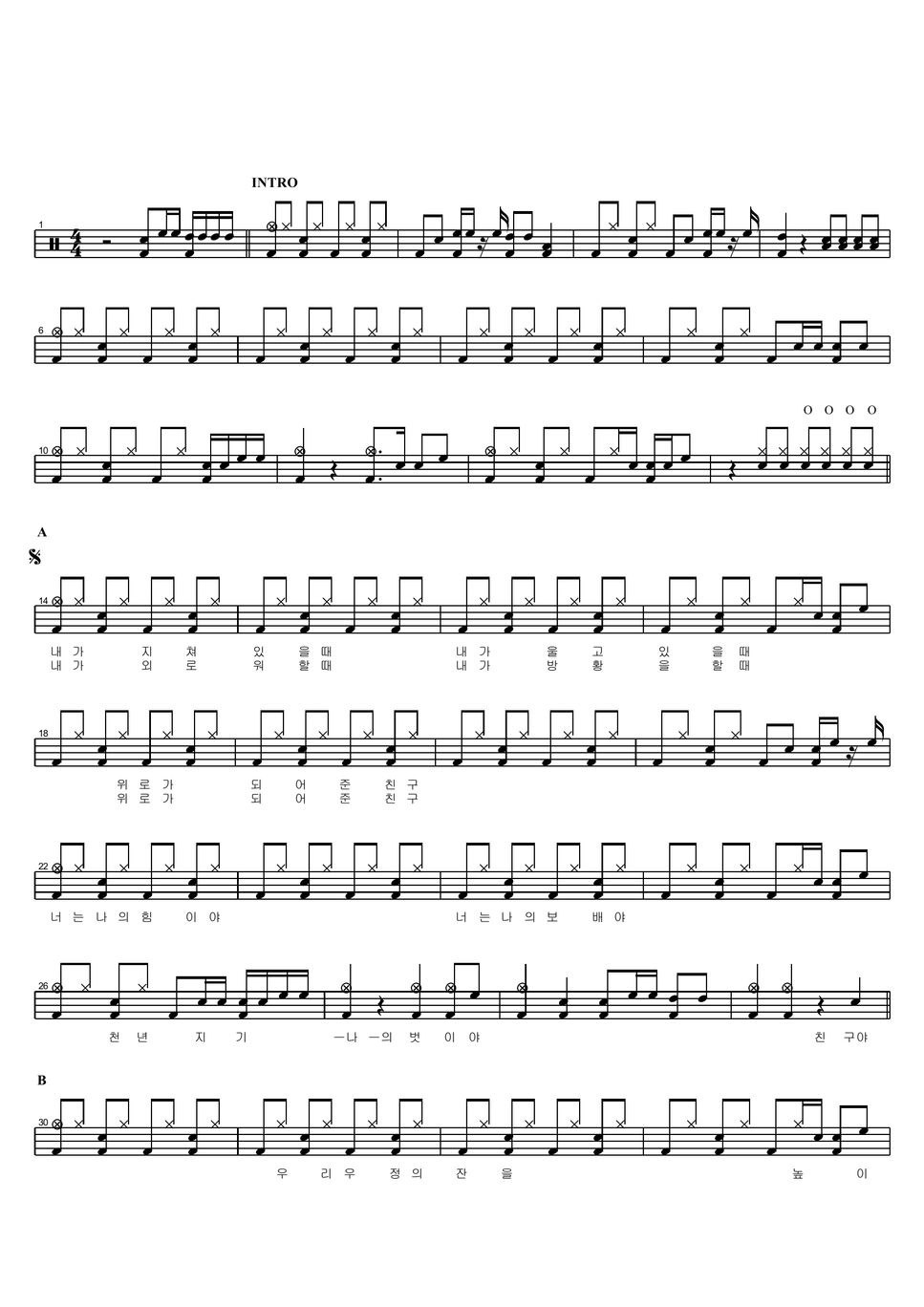 유진표 - 천년지기 Sheet By Copydrum