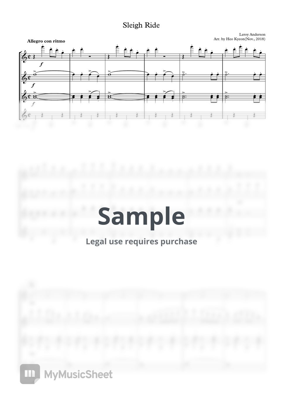 Leroy Anderson - Sleigh Ride (Guitar Quartet) by Heo Kyeon