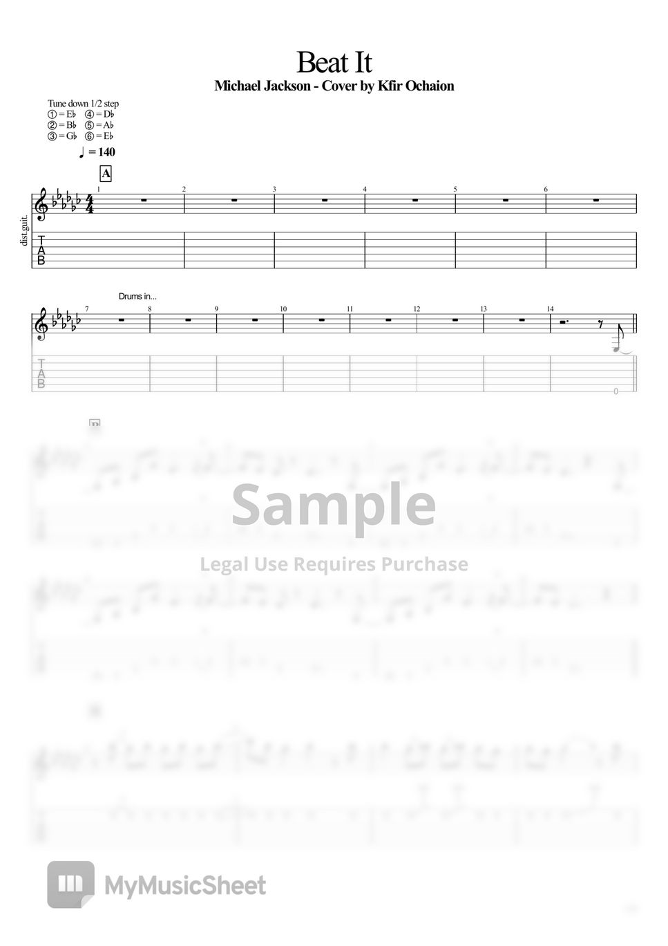 Michael Jackson Beat It Sheets by Kfir Ochaion