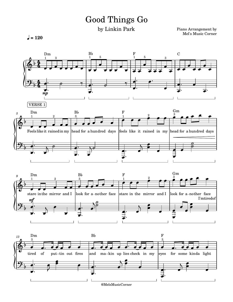 Linkin Park - Good Things Go (piano sheet music) by Mel's Music Corner