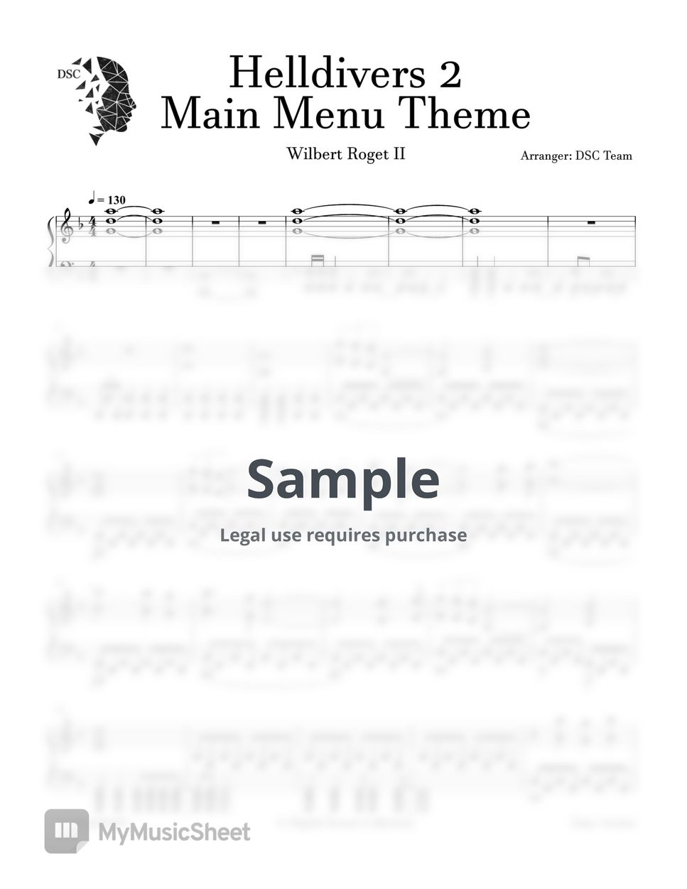 Wilbert roget ii helldivers 2 main menu theme sheet music by
