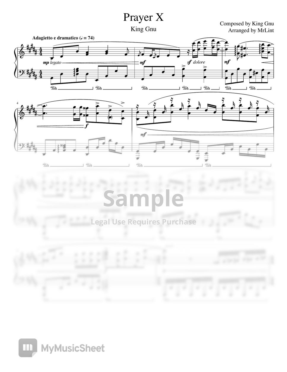 King Gnu Prayer X Sheets by King Gnu