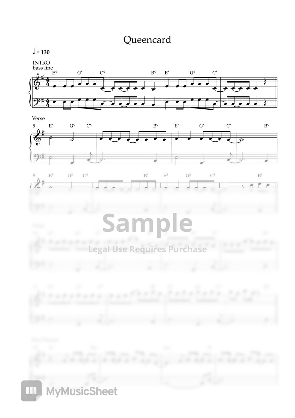 (G)I-DLE - Queencard (EASY PIANO SHEET) by Pianella Piano