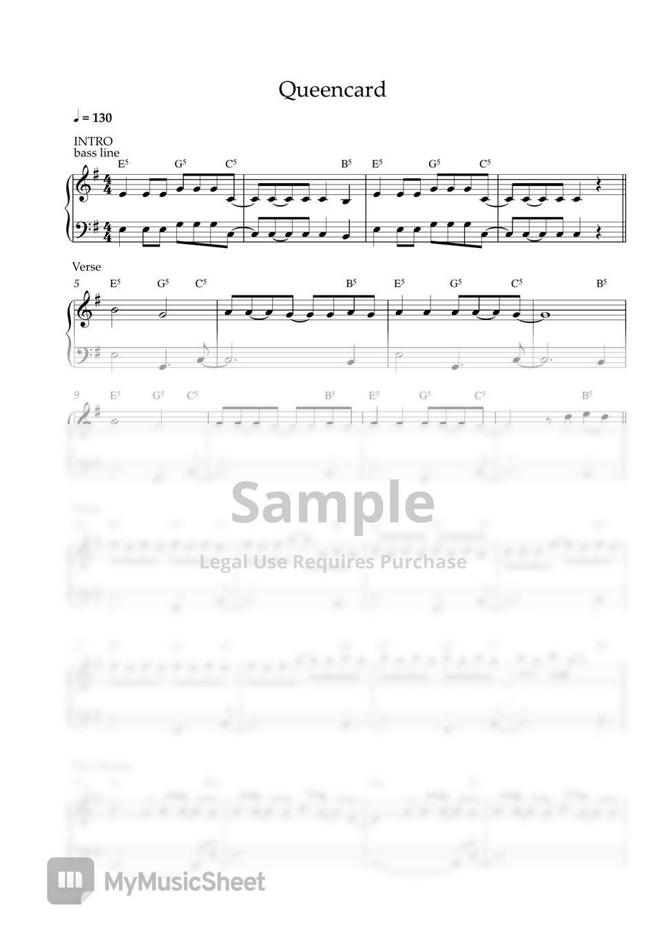 (G)I-DLE - Queencard (EASY PIANO SHEET) Sheets by Pianella Piano