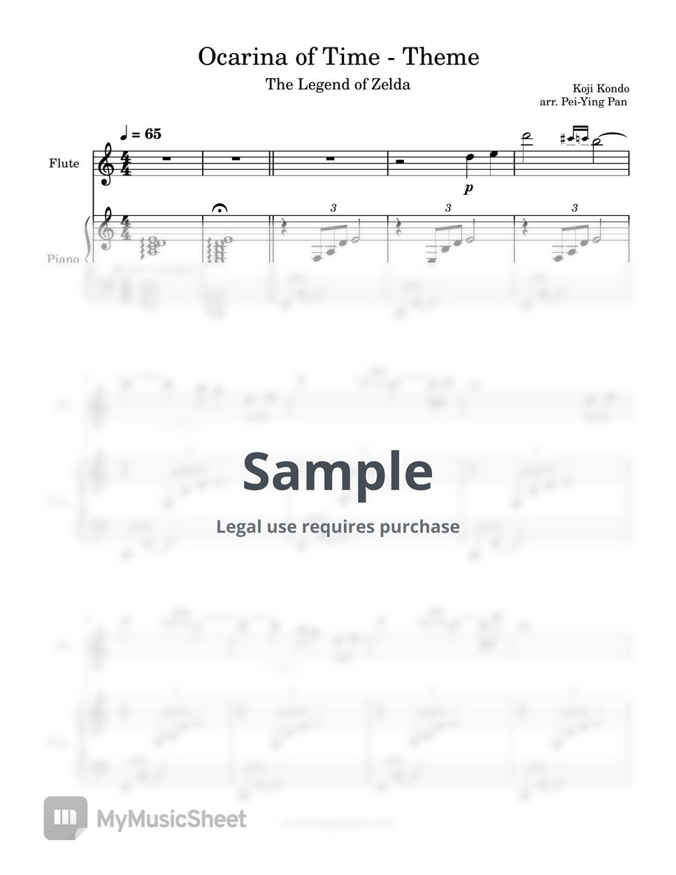 The Legend of Zelda Ocarina of Time (The Legend of Zelda) (Flute with Piano