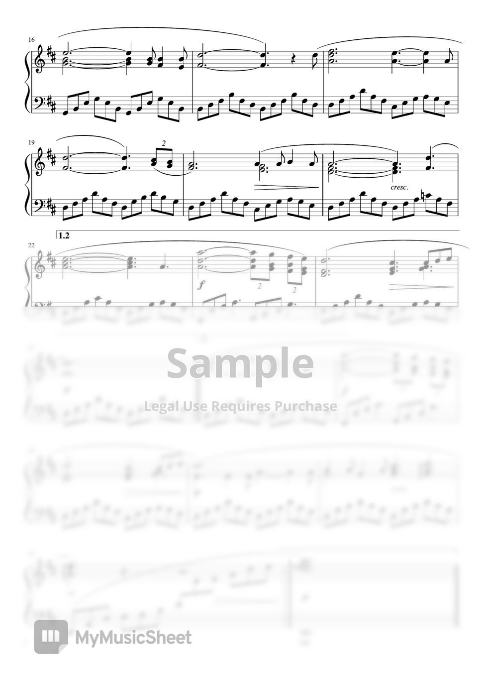 A c adam o holy night ddur pianosolo intermediate sheets by pfkaori