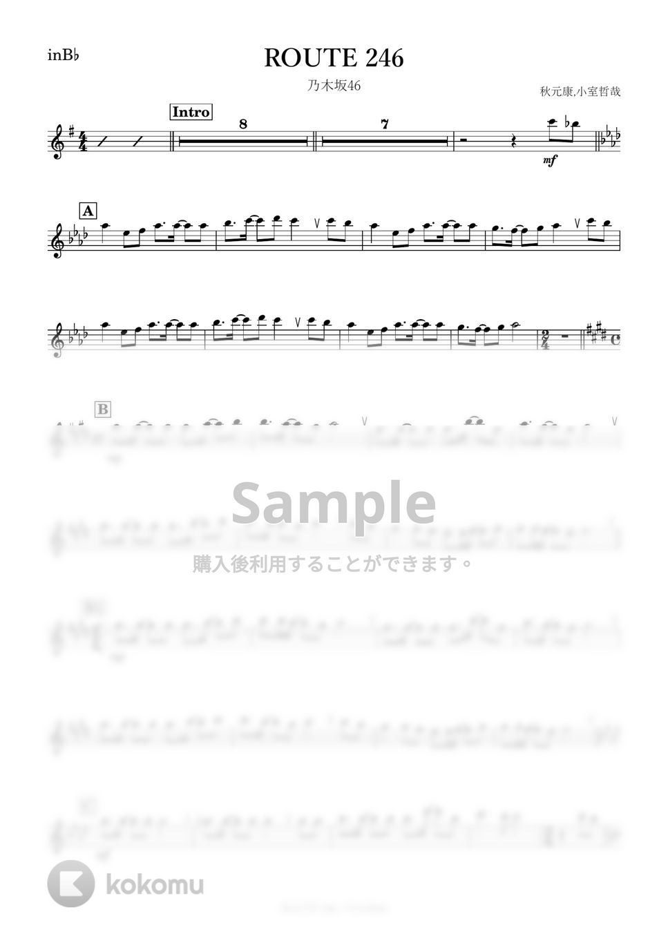 乃木坂46 - ROUTE 246 (B♭) by kanamusic