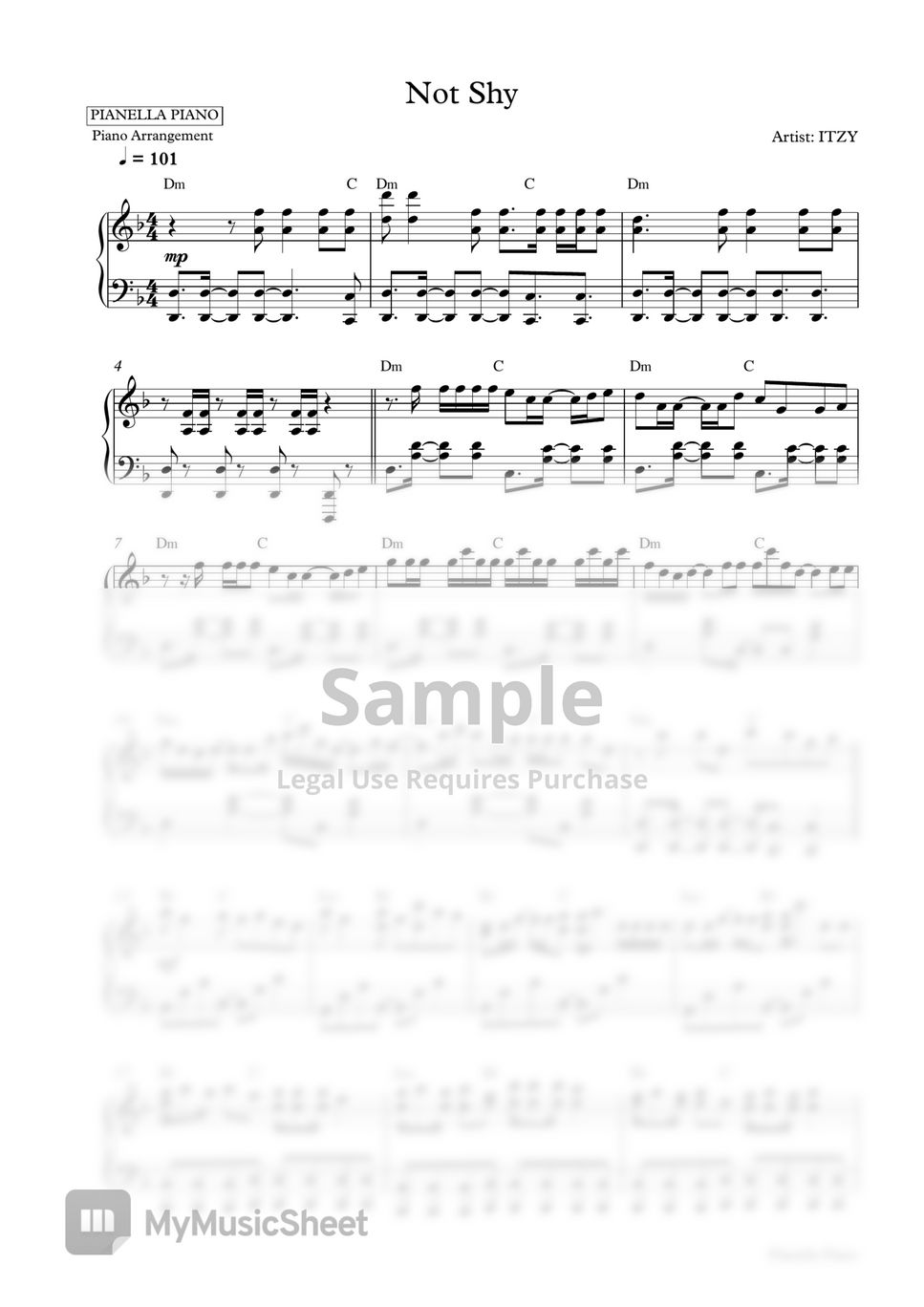 ITZY - Not Shy (Piano Sheet) by Pianella Piano