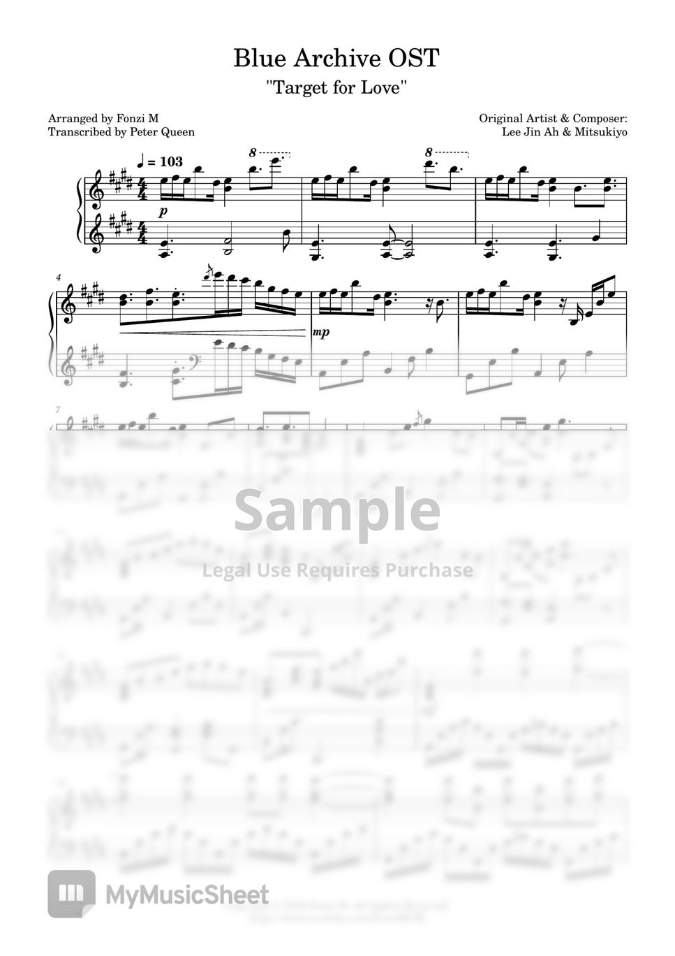 Lee jin ah mitsukiyo blue archive ost target for love sheets by