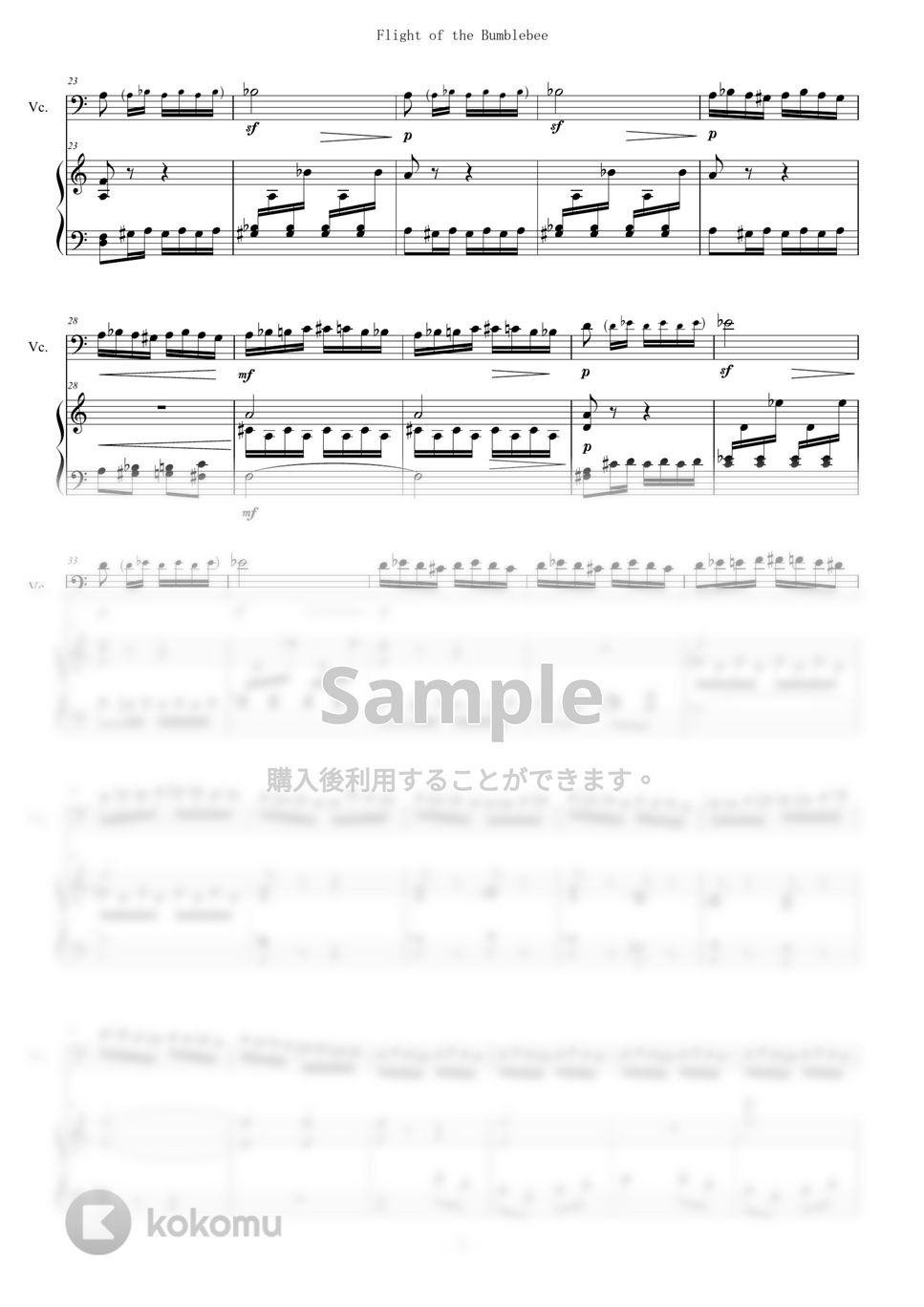 Rimsky-Korsakov - 熊蜂の飛行 for Cello and Piano (Flight of the Bumblebee) (ピアノ/Cello/チェロ) by Zoe