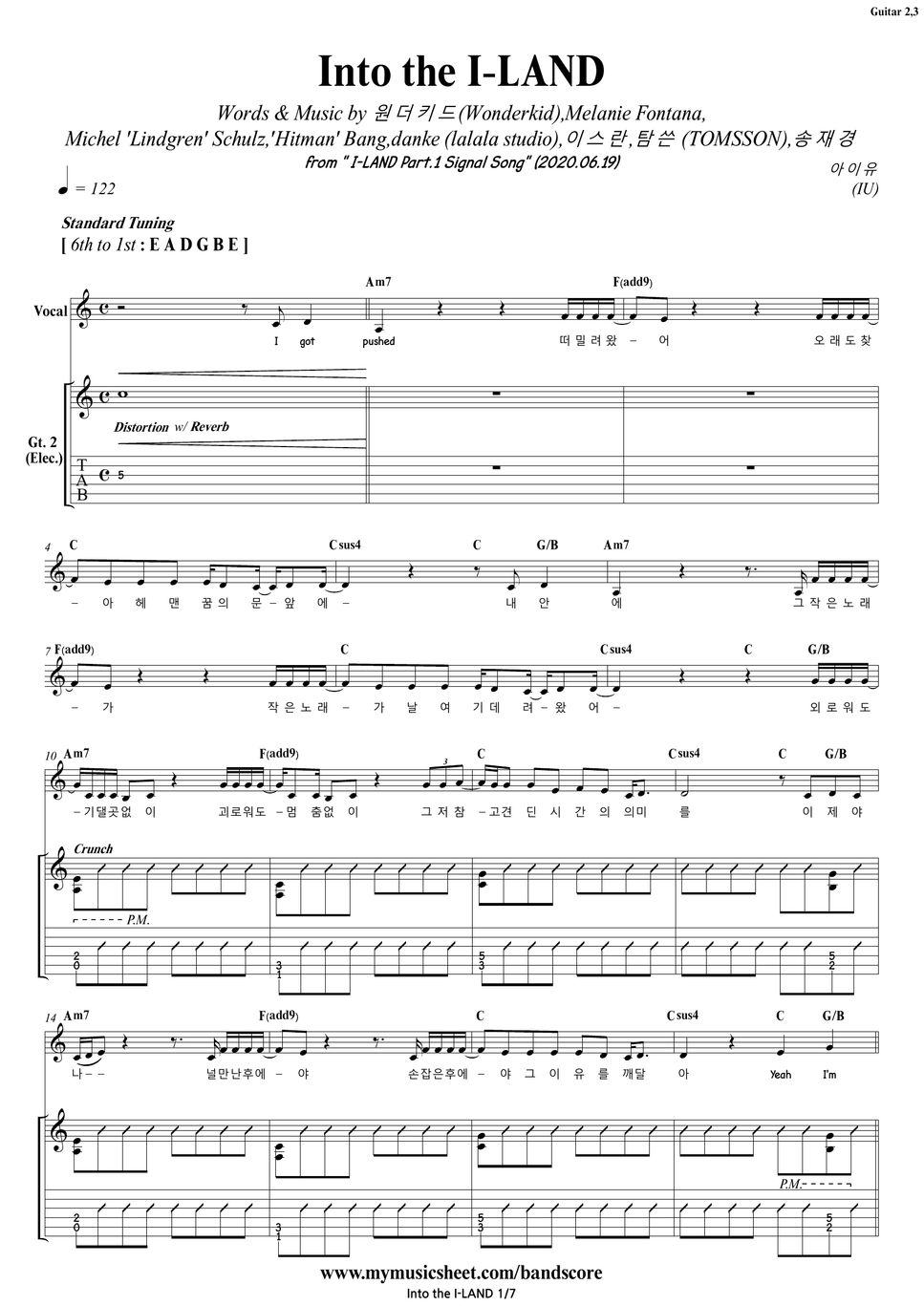 IU - Into the I-LAND | Bandscore Sheet