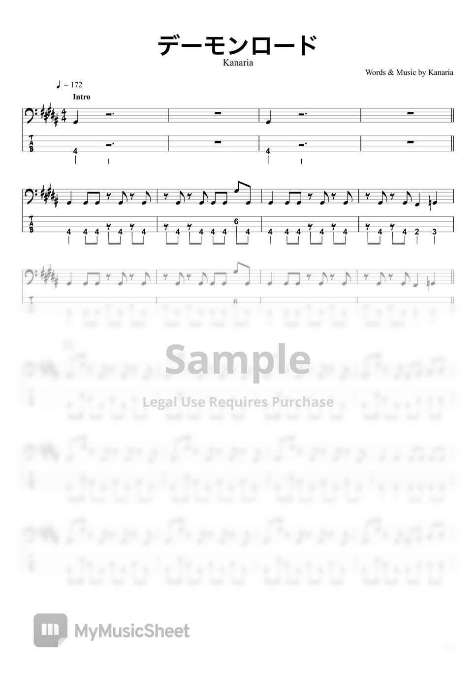 Kanaria BassTAB 4strings Sheets By Swbass