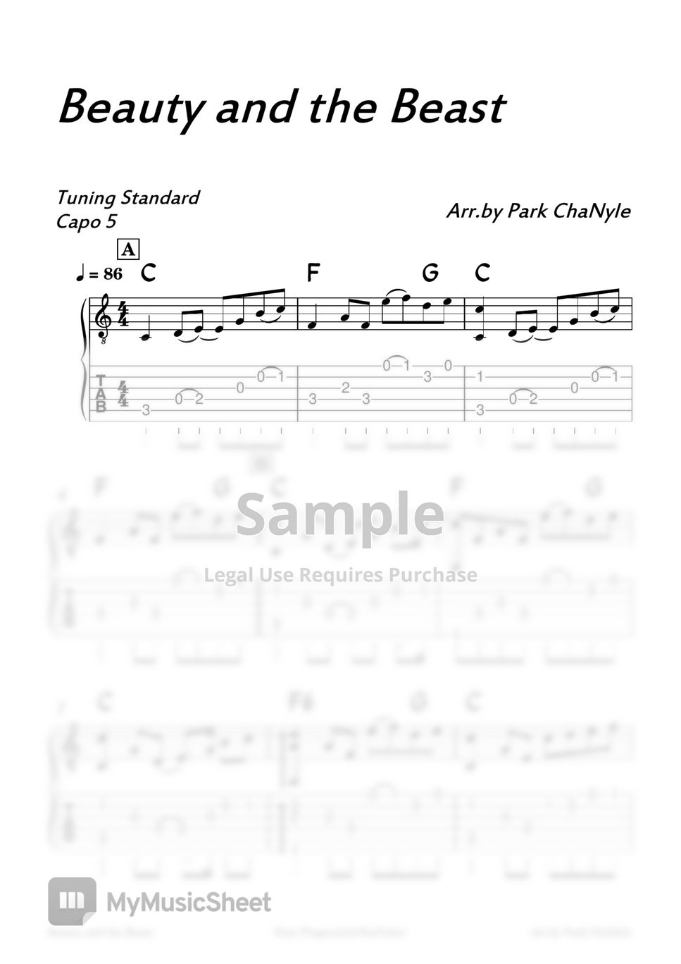 Alan Menken Beauty and the Beast (Acoustic Fingerstyle Guitar) Tab