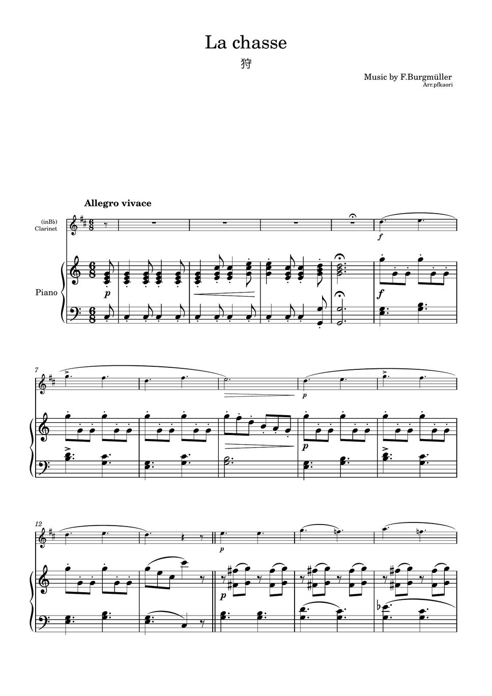 ブルグミュラー - 狩 (クラリネット&ピアノ) by pfkaori