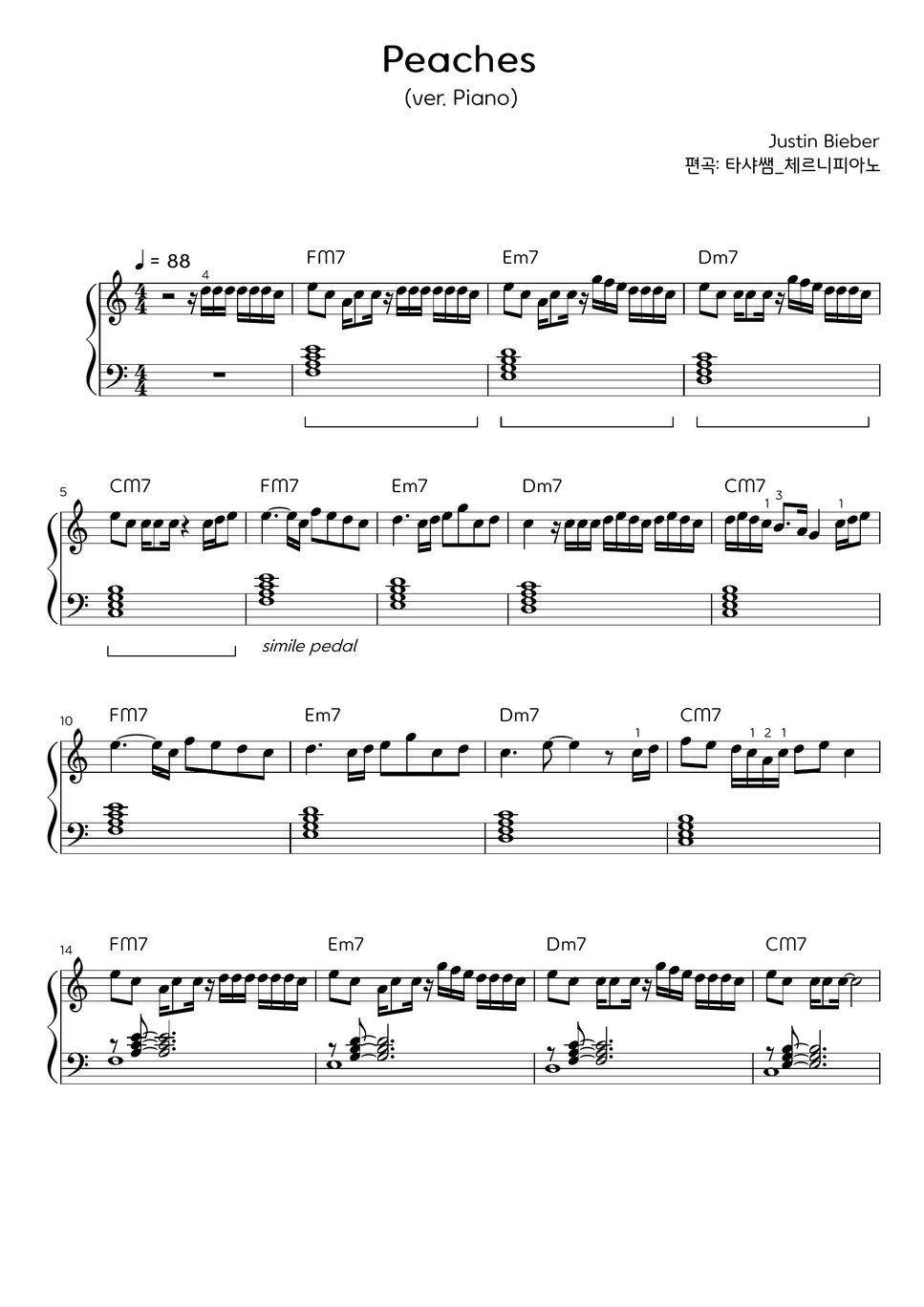 PEACHES – JUSTIN BIEBER PIANO CHORDS & Lyrics – Bitesize Piano