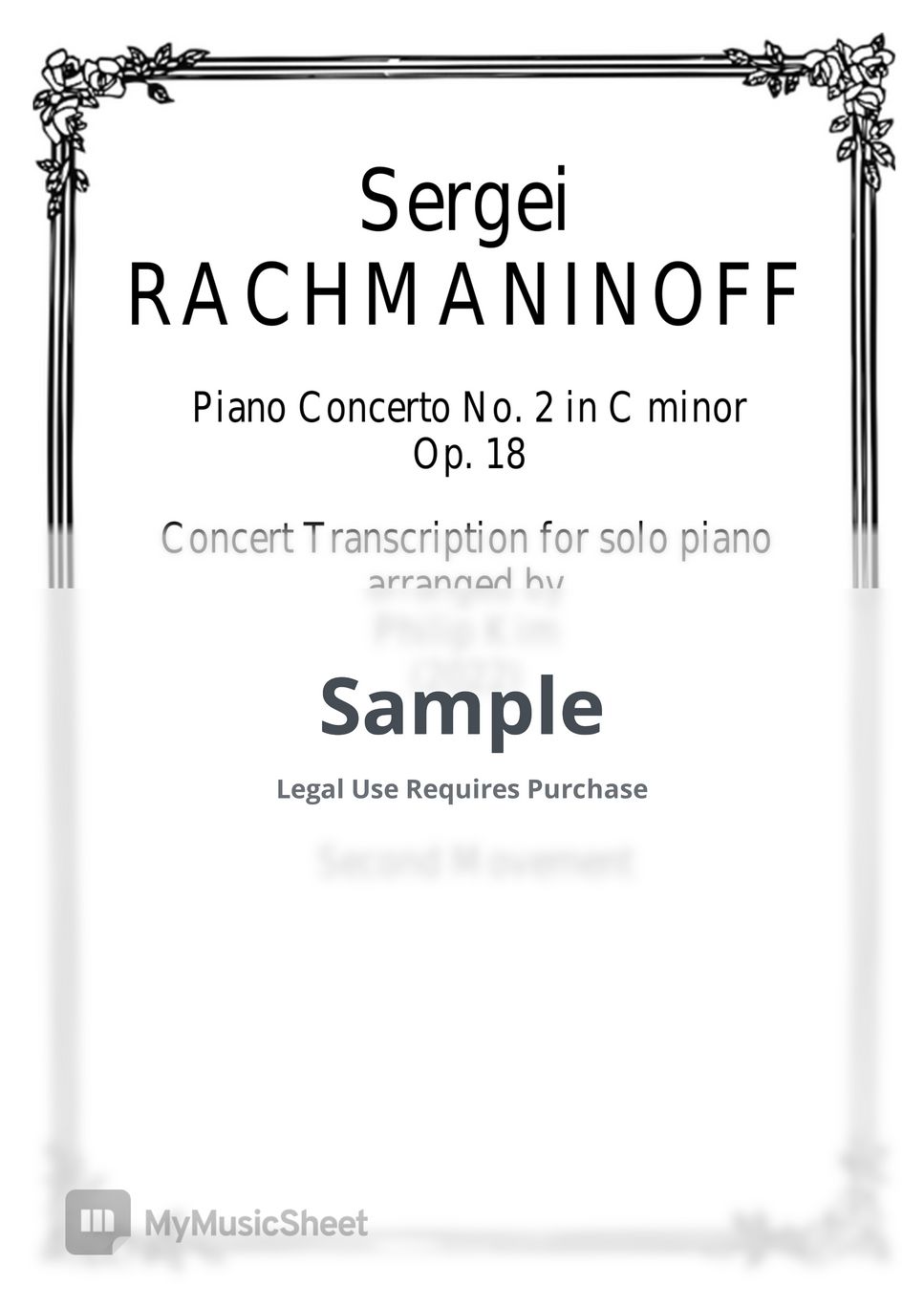 Sergei Rachmaninoff - Piano Concerto No. 2 Op. 18 Concert Transcription for Solo Piano 2nd movement (Piano Concerto No. 2 Op. 18 Concert Transcription for Solo Piano) by Philip Kim