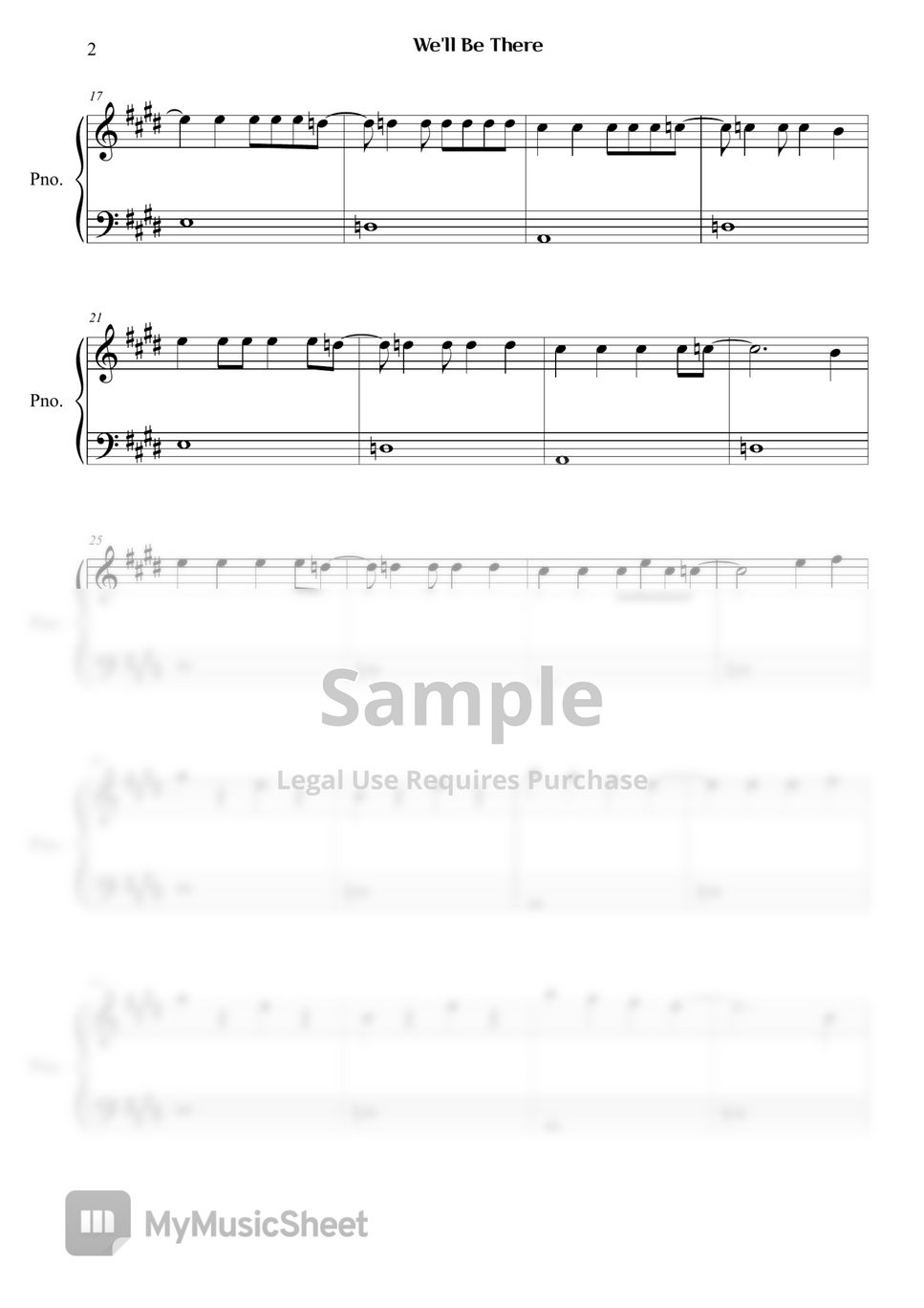 We Bare Bears - We'll Be There Sheet by Right Now Piano