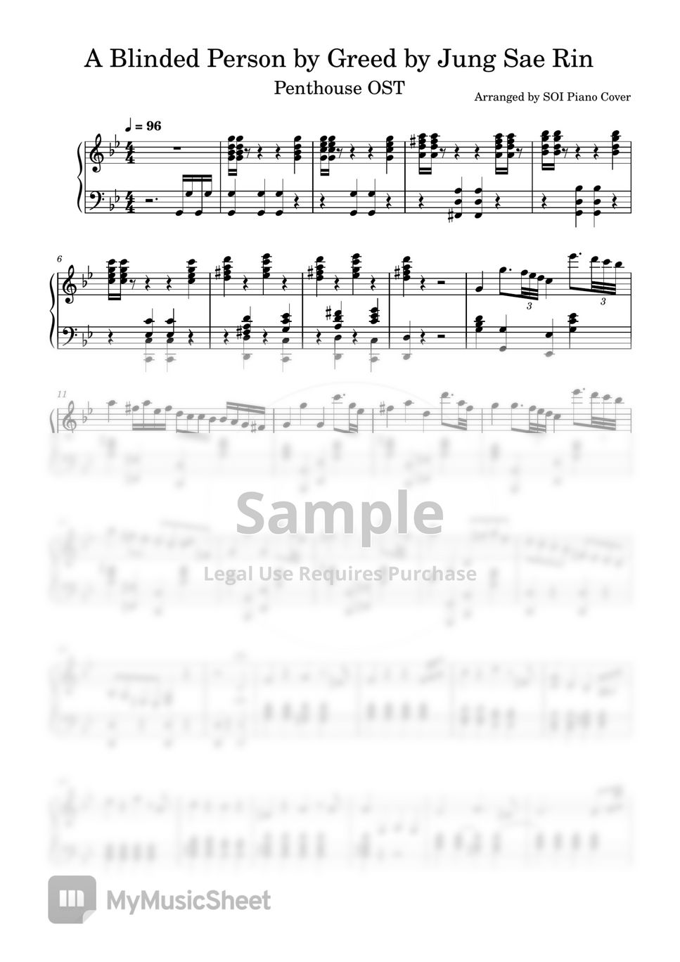 [Penthouse OST] Jung Sae Rin - A Blinded Person by Greed (Solo Piano) by SOI Piano Cover