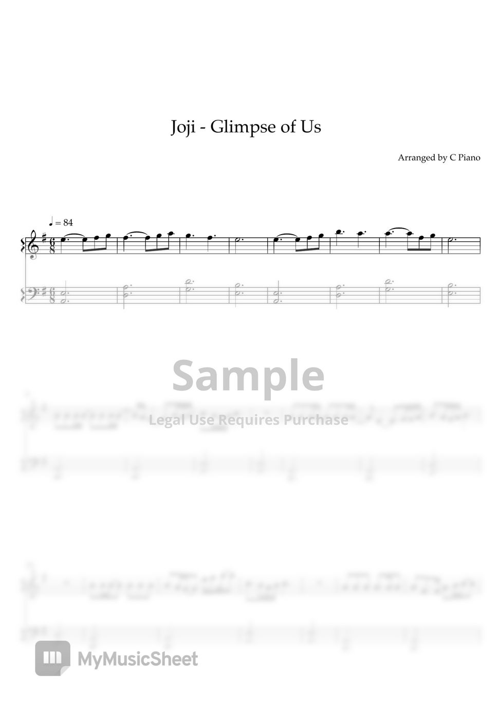 Joji - Glimpse of Us (Easy Version) by C Piano