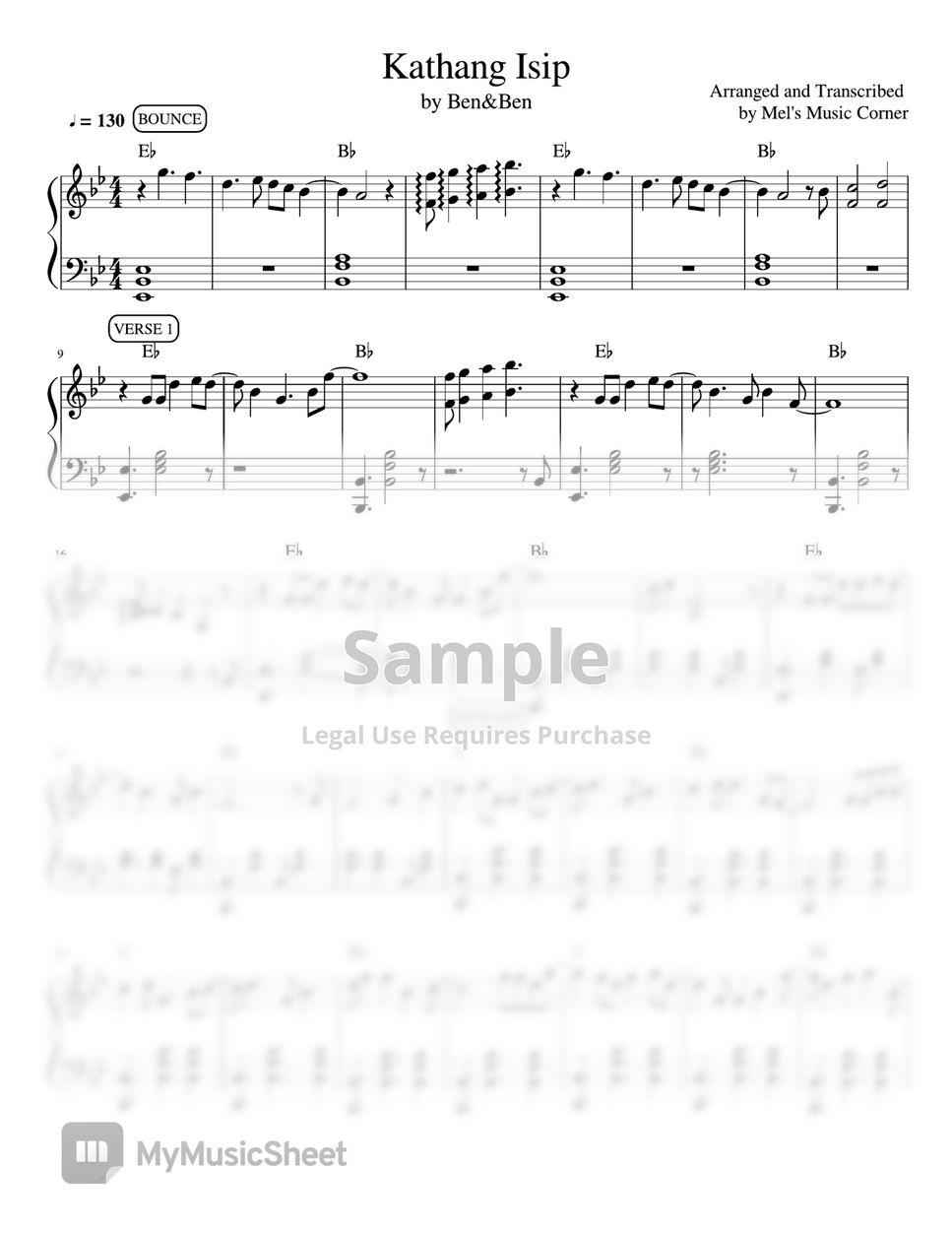 Ben&Ben - Kathang Isip (piano sheet music) by Mel's Music Corner