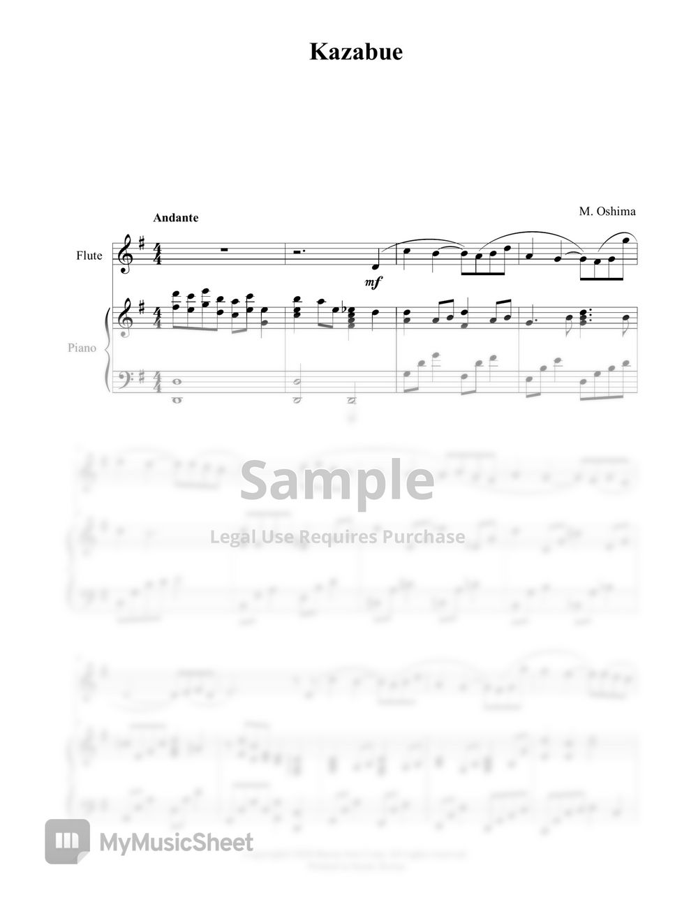 M. Oshima - Kazabue(Flute Solo, Piano) (플룻 솔로) by 바론아트