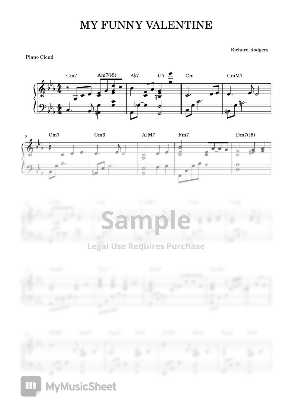Richard Rodgers - My Funny Valentine (My Funny Valentine/쉬운재즈피아노악보/jazz piano sheet) by Piano Cloud
