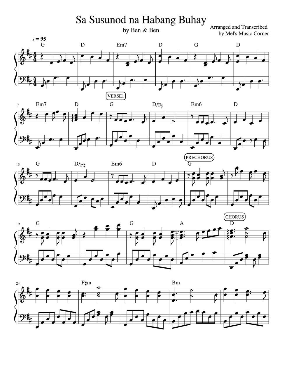 Ben&Ben - Sa Susunod na Habang Buhay (piano sheet music) Sheets by Mel