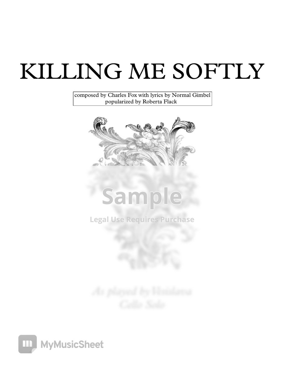 KILLING ME SOFTLY - CELLO [with finger marks]