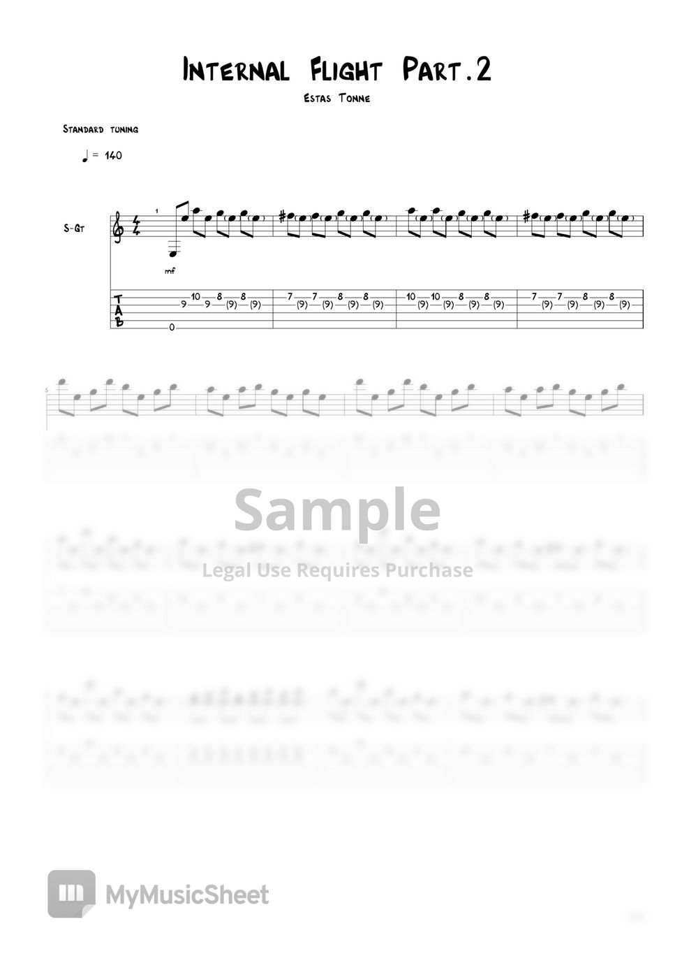 Estas Tonne Internal Flight Part2 Tab 1staff By Agape Guitar 