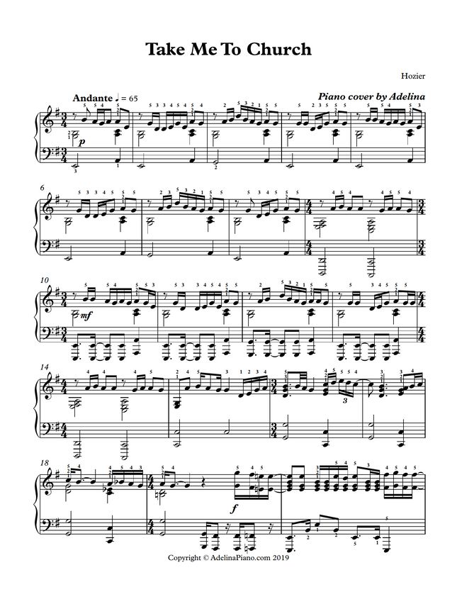 Hozier - Take Me To Church by Adelina Piano