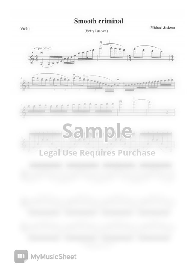 Michael Jackson Smooth Criminal by Henry Lau/Crossviolin Sheet Music