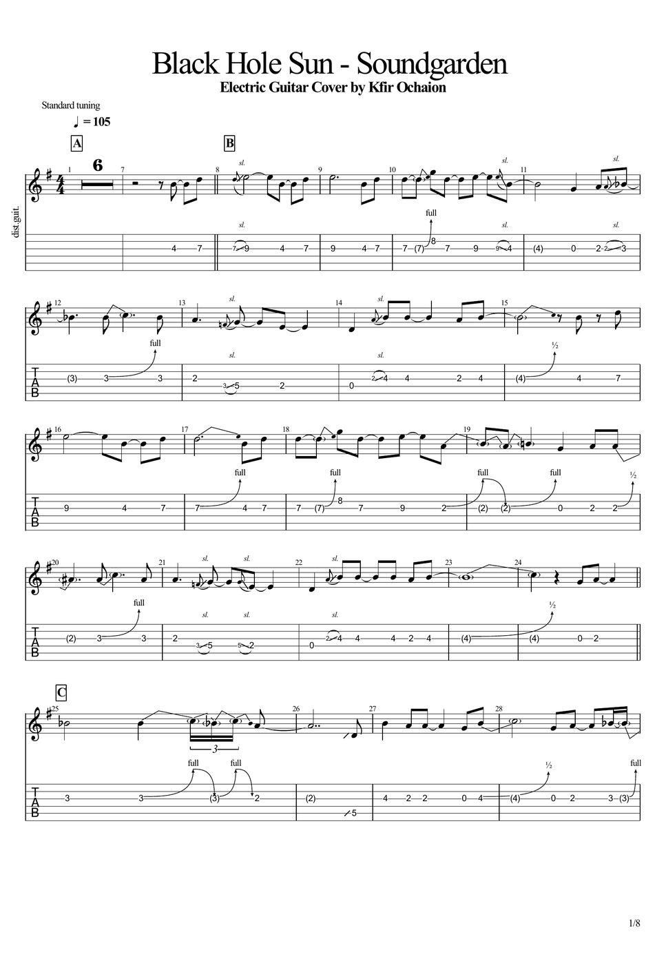 Soundgarden Black Hole Sun TAB by Kfir Ochaion