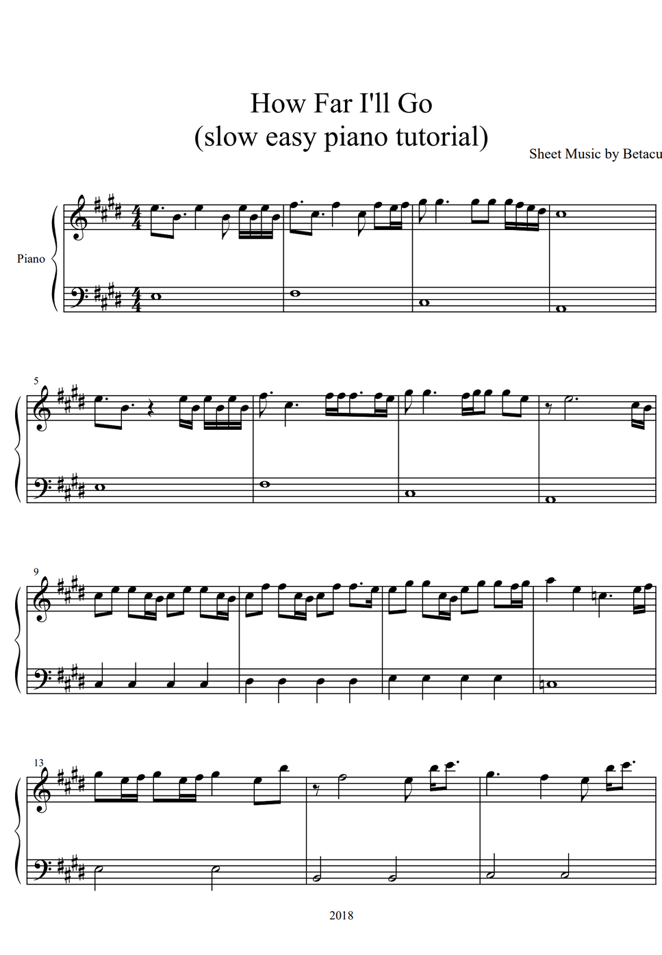 How Far I Ll Go Free Sheet Music Pdf