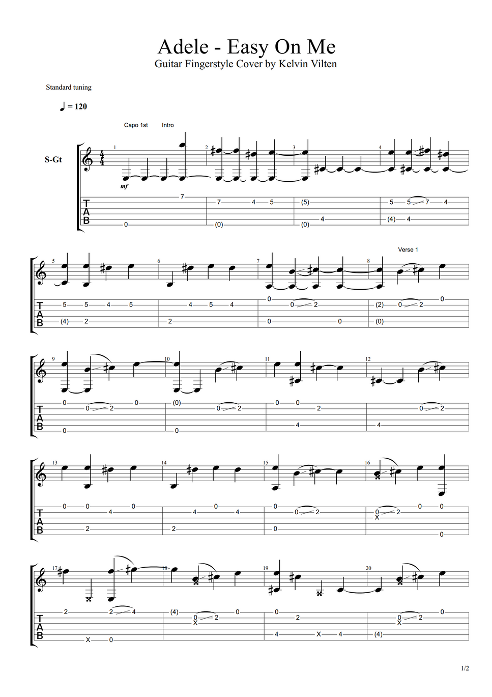 Adele Easy On Me by Kelvin Vilten Notenblatt