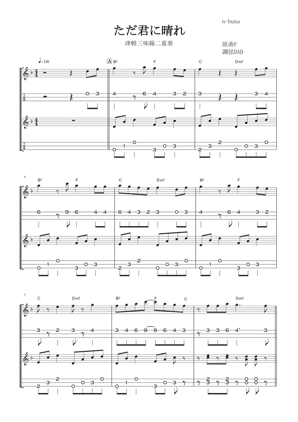 Yorushika Tada Kimi ni Hare(Tsugaru syamisen Deuxo) by Ayuzawa