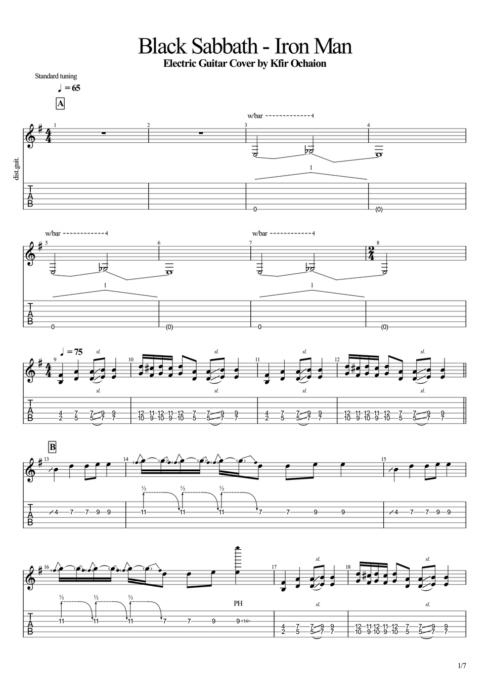 Black Sabbath Iron Man by Kfir Ochaion Sheet Music