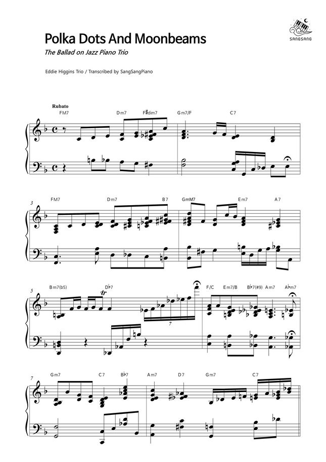 Eddie Higgins Trio Polka Dots And Moonbeams By 상상피아노 Sheet Music