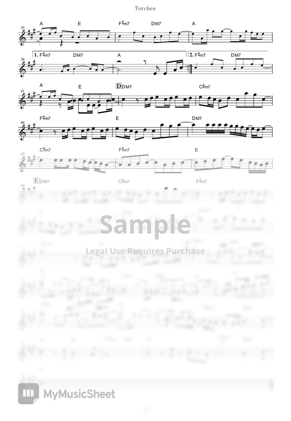 Aimer Torches (Vinland Saga / in Eb) Partitura by mutasax