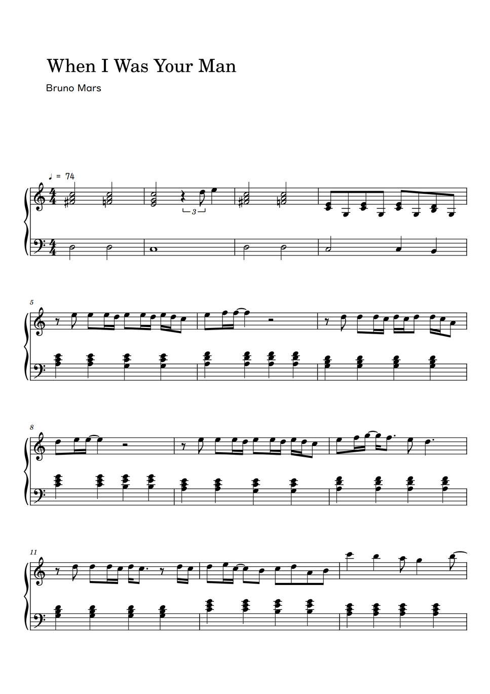 Bruno Mars When I Was Your Man (Sheet Music, MIDI,) by Roxette Sheet