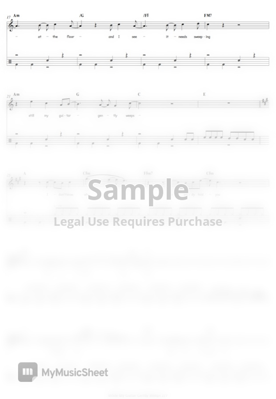 While my guitar gently weeps the beatles drums notenblatt