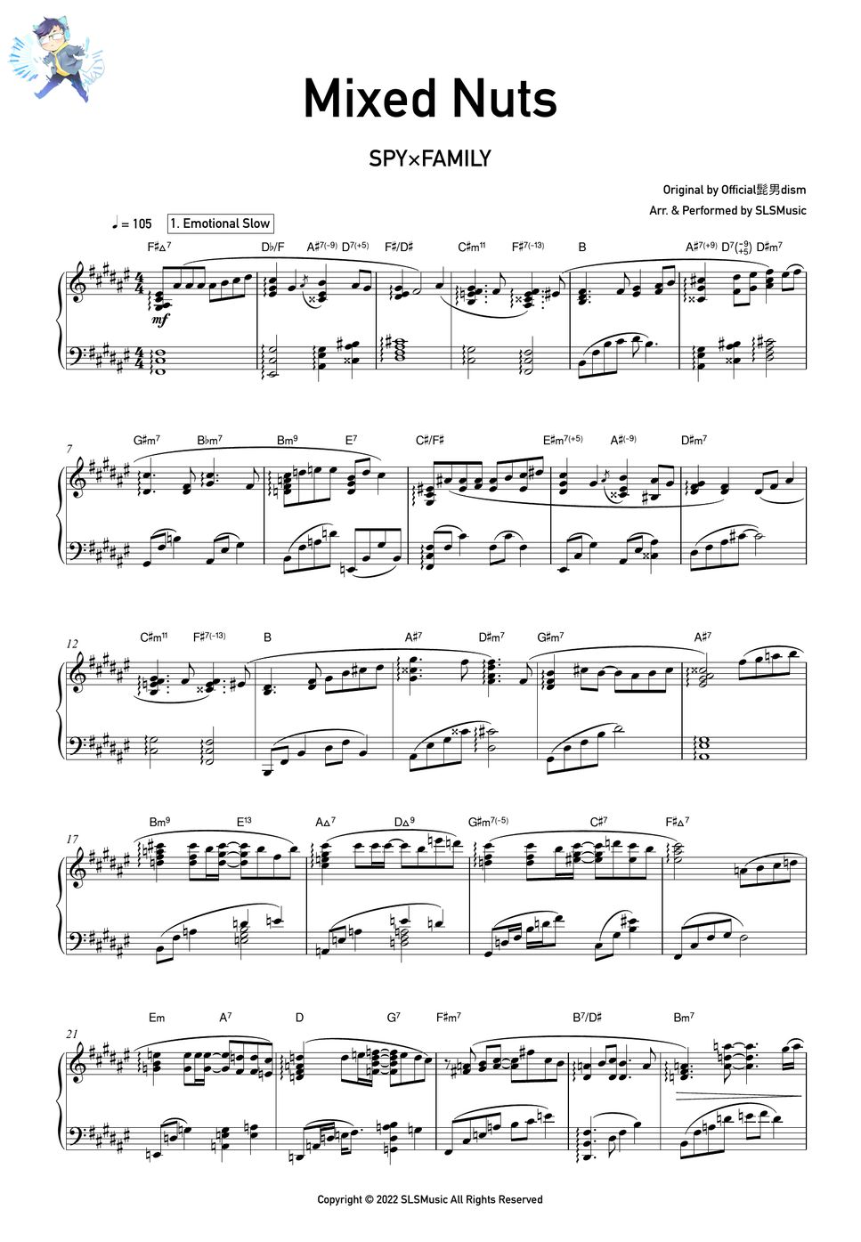 SPY×FAMILY Mixed Nuts (Official Hige Dandism) 樂譜 by SLSMusic