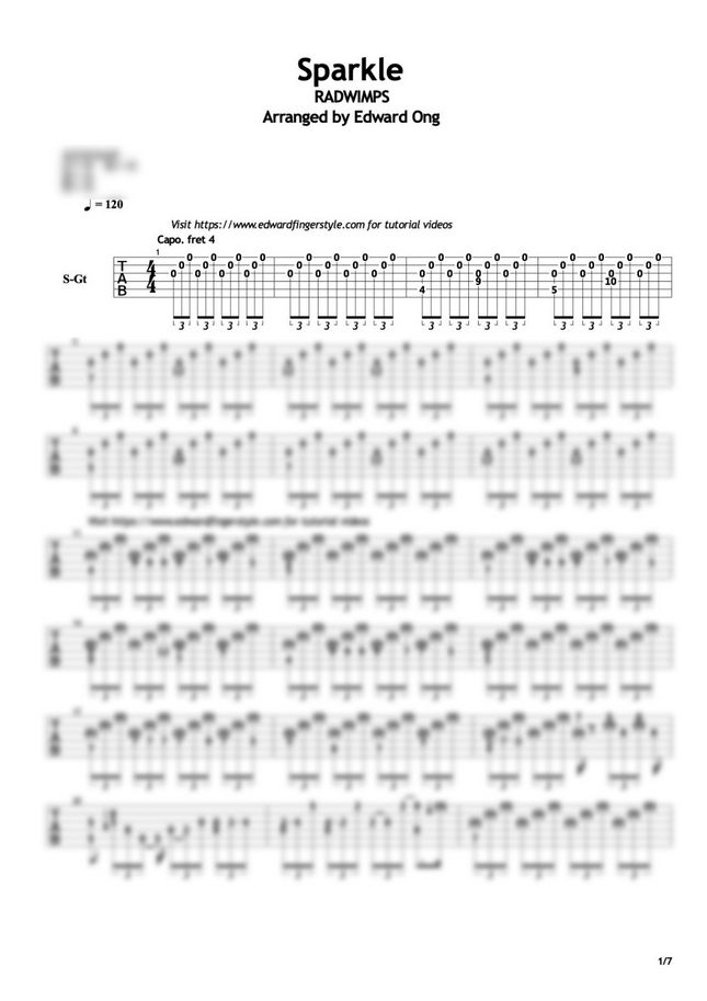 RADWIMPS Sparkle by Edward Ong Sheet Music