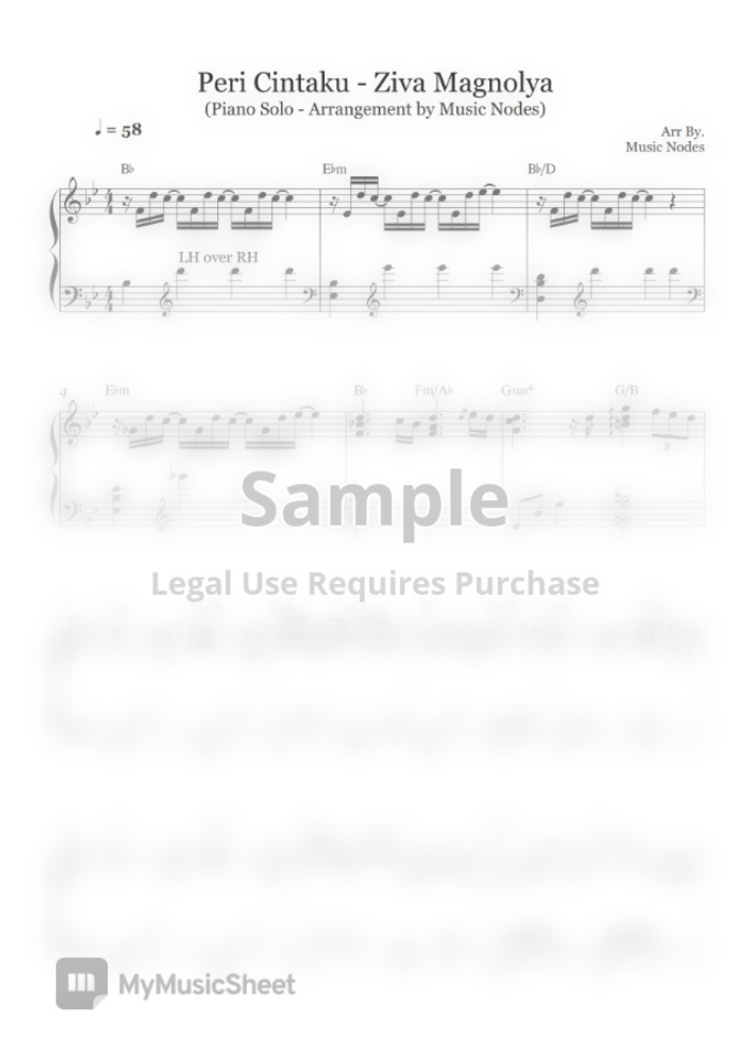 Ziva Magnolya (Piano Cover) - Peri Cintaku by Music Nodes Tab + 1staff Sheet