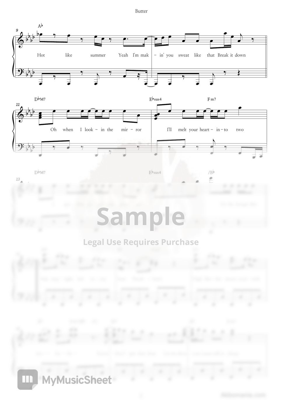 BTS Butter Notenblatt