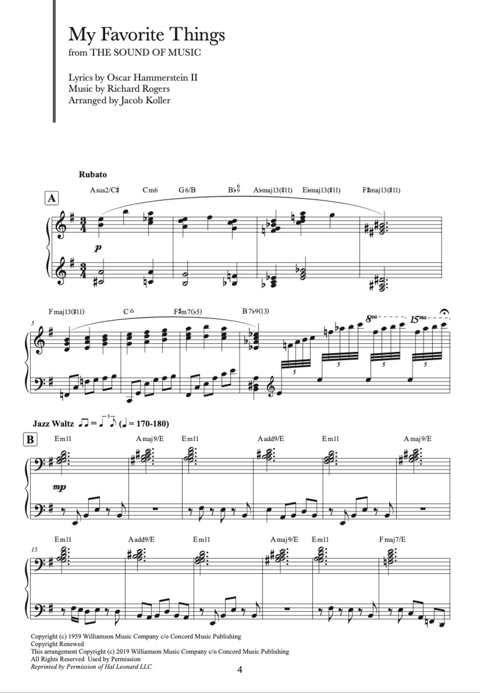 Richard rogers my favorite things sheet music by jacob koller