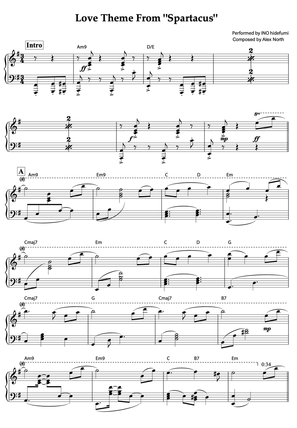 Ino Hidefumi - Love Theme From Spartacus〜スパルタカス 愛のテーマ