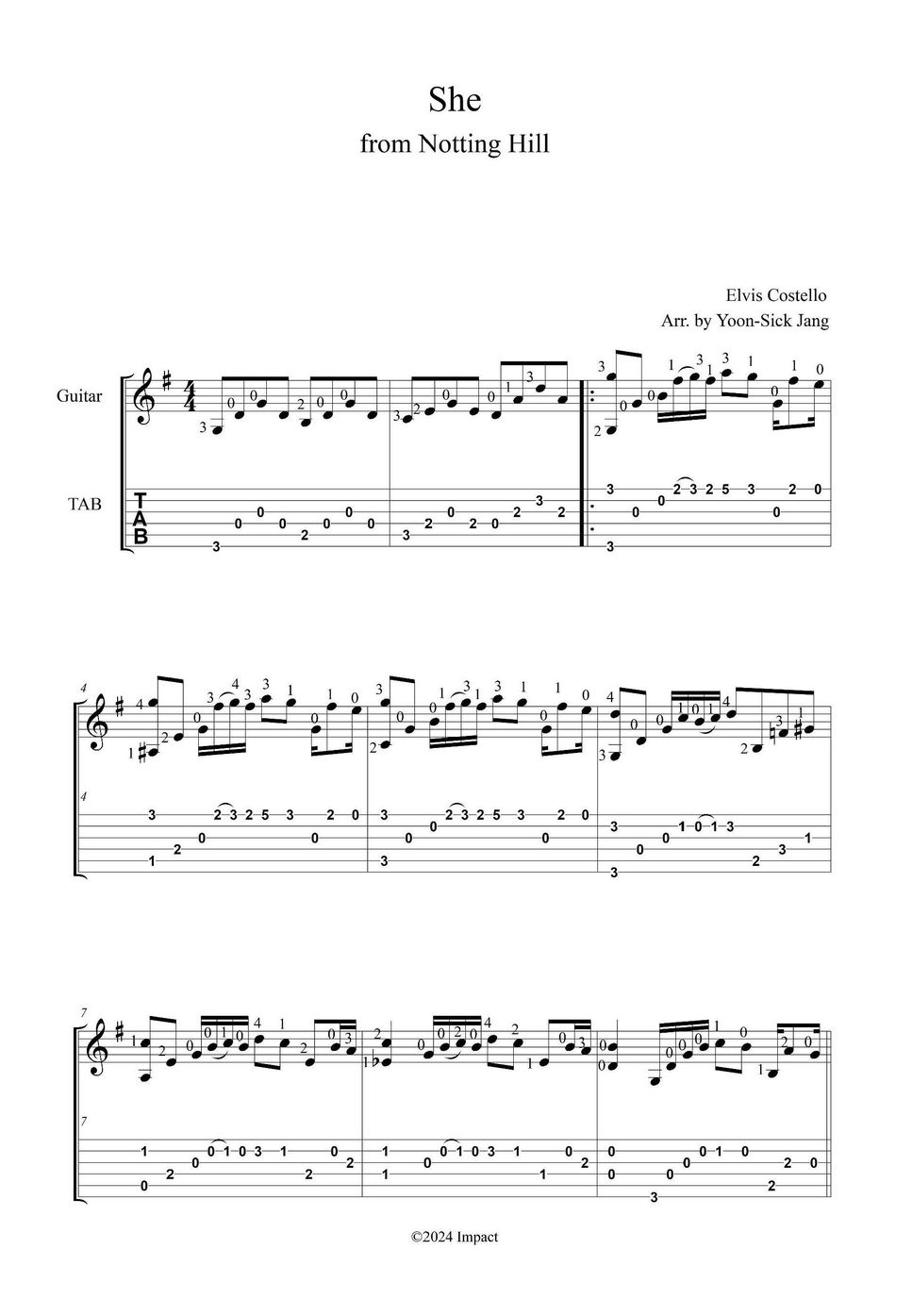 Elvis Costello - She from Notting Hill by 장윤식