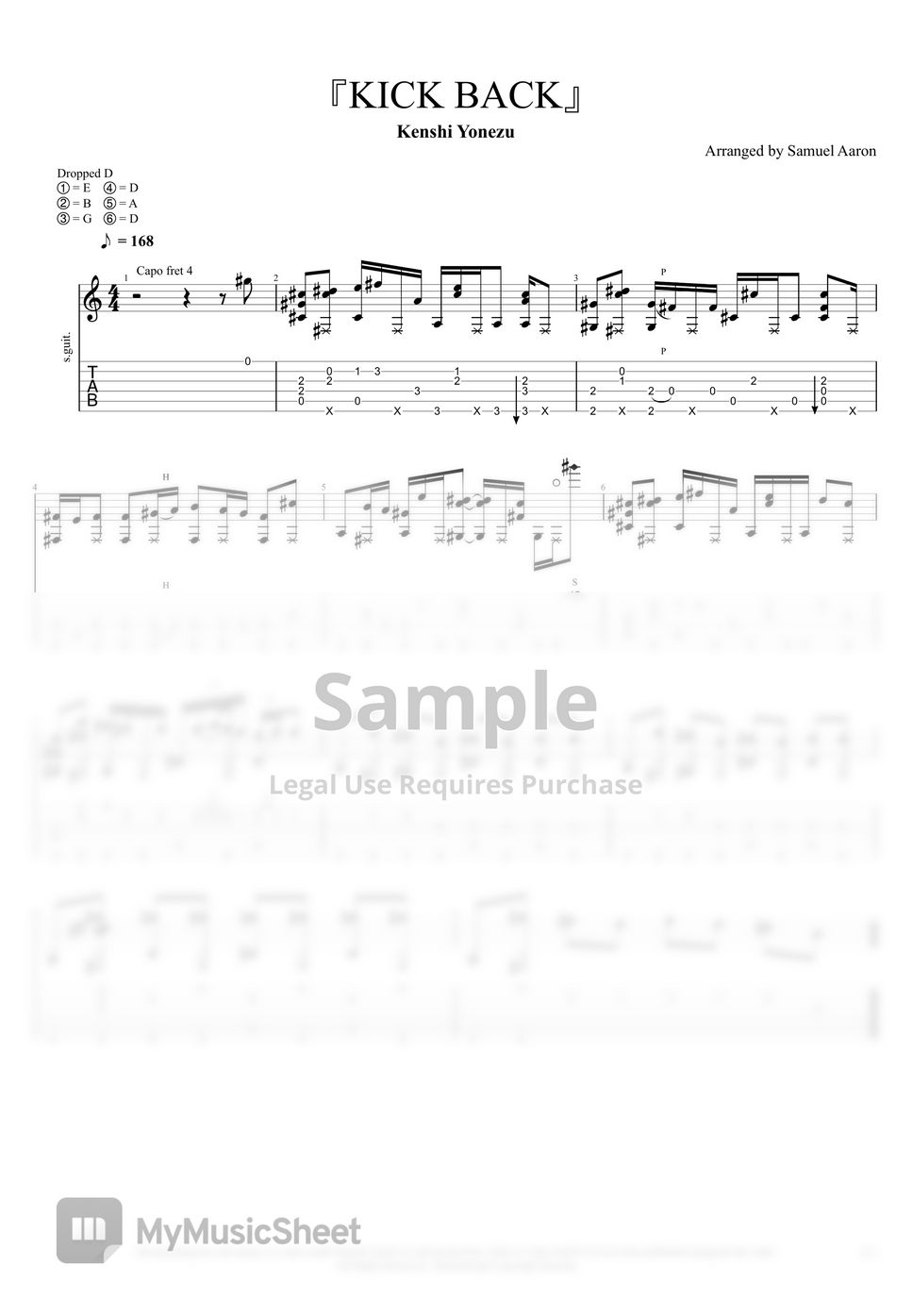 Kenshi Yonezu KICKBACK TAB by Samuel Aaron